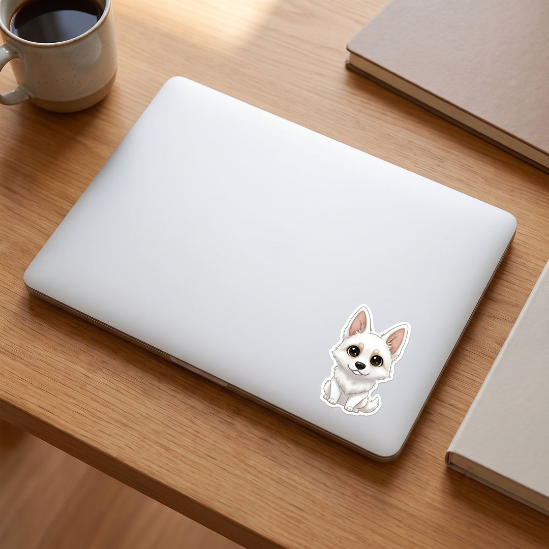 German Shepherd White Kawaii Sticker on a laptop