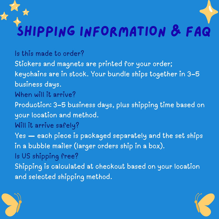 Gift bundle shipping info and FAQ – ships together in a bubble mailer – Designs by Mysh