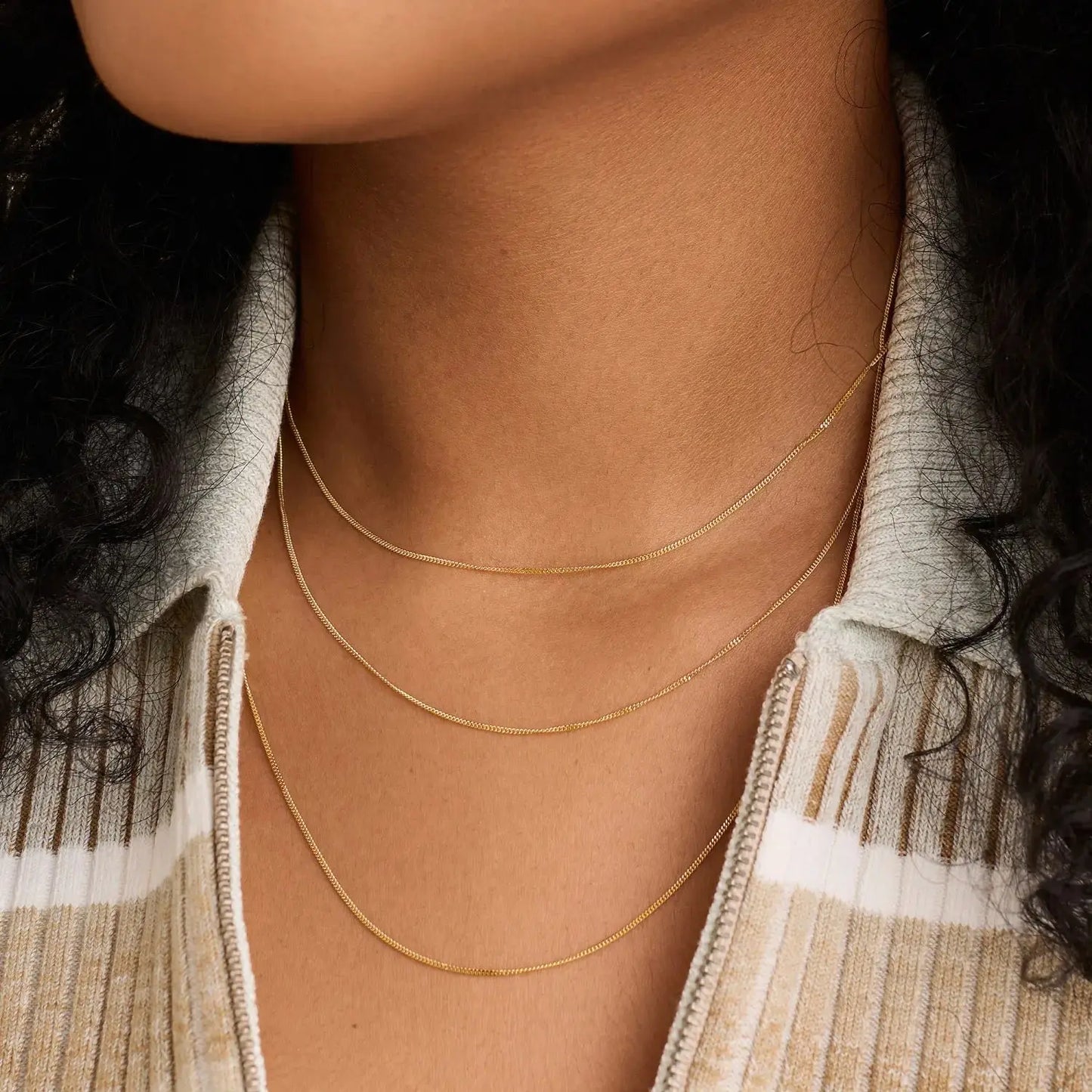 Gold Dainty Baby Curb Chain Designs by Mysh