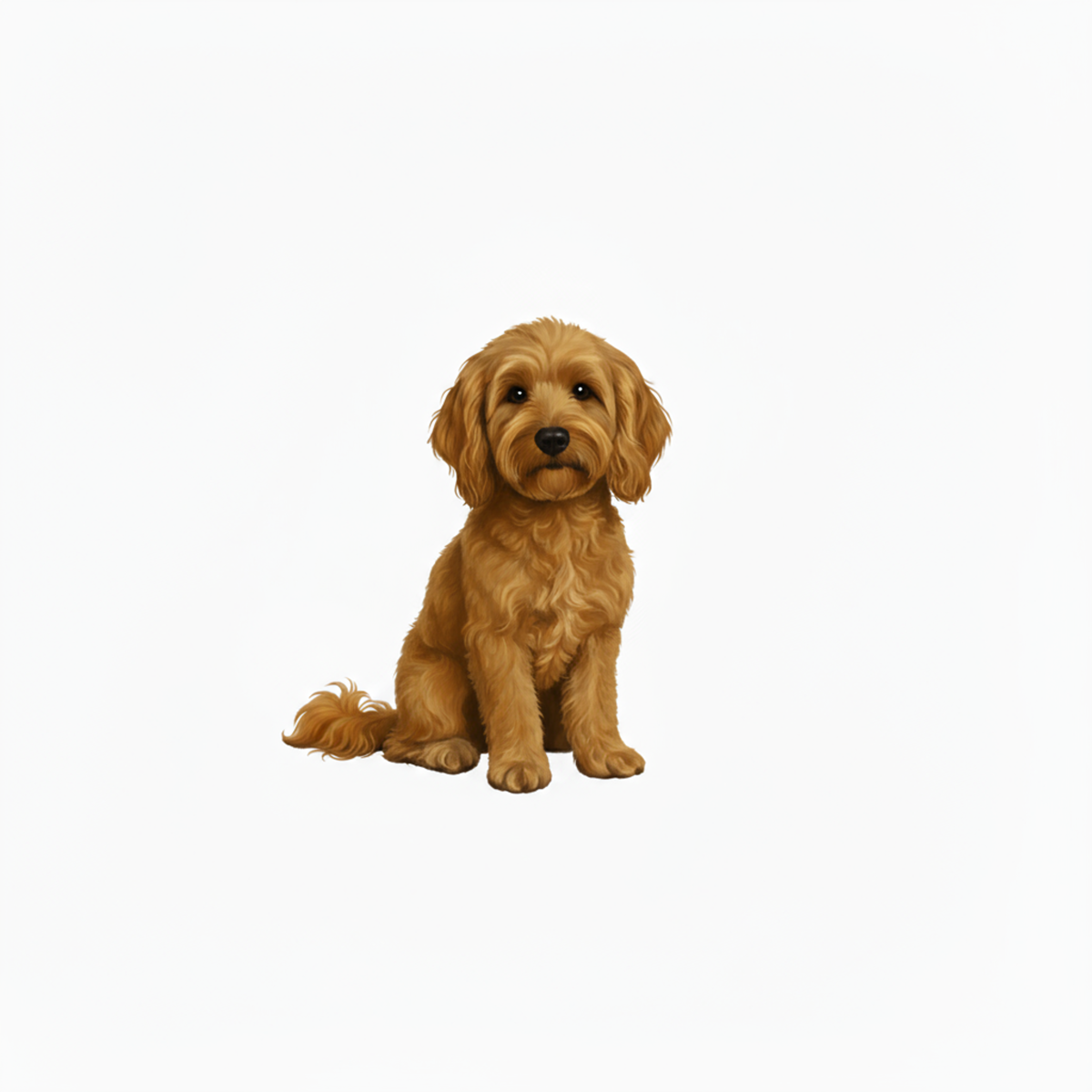 Golden Golden Doodle vinyl sticker sitting pose – matte finish