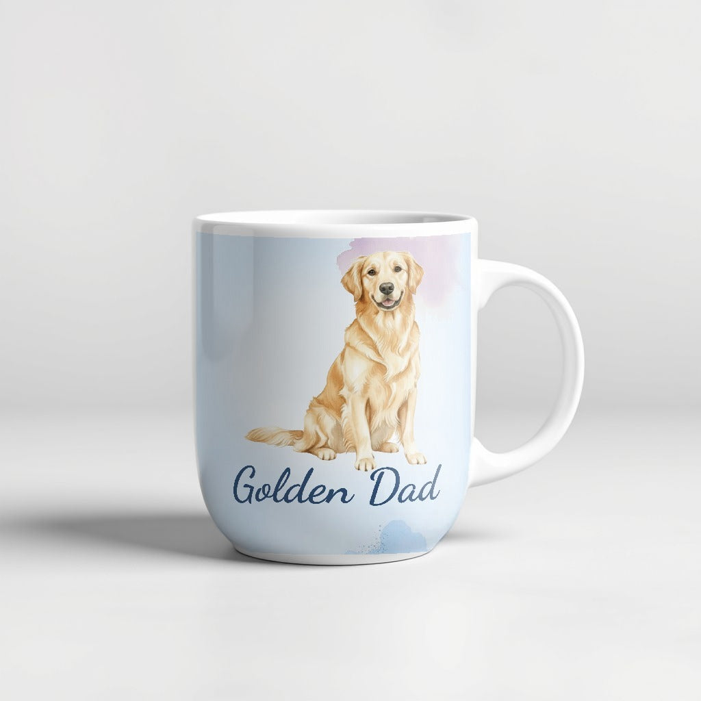 Golden Retriever watercolor Golden Dad 15oz ceramic mug - Designs by Mysh