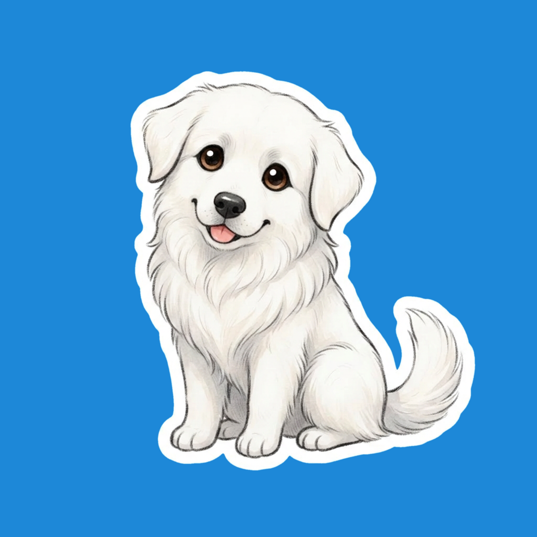 Great Pyrenees White kawaii die-cut vinyl sticker