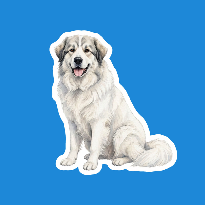 Great Pyrenees White with Badger watercolor die-cut vinyl sticker