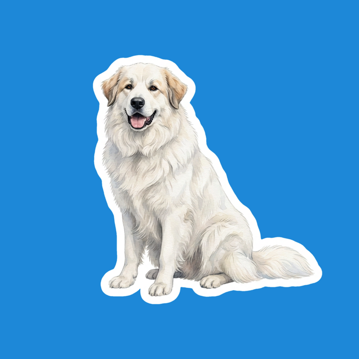 Great Pyrenees White with Tan watercolor die-cut vinyl sticker