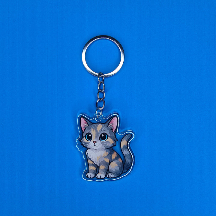 Grey Tabby Kawaii Style – Acrylic Keychain - Designs by Mysh