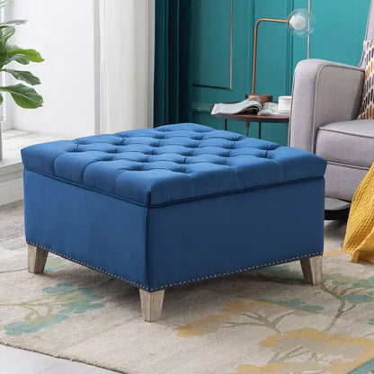 Hank Square 29.5" Velvet Tufted Storage Ottoman - Designs by Mysh