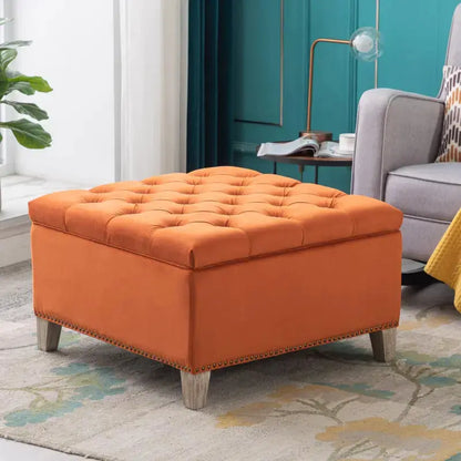 Hank Square 29.5" Velvet Tufted Storage Ottoman - Designs by Mysh