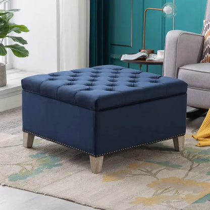 Hank Square 29.5" Velvet Tufted Storage Ottoman - Designs by Mysh