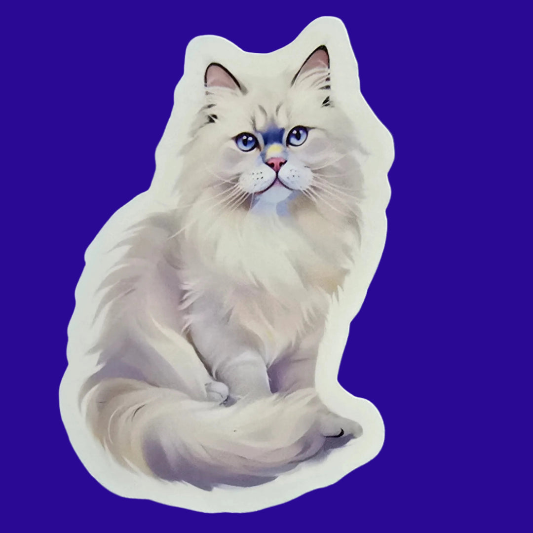 Cat-shaped object on a blue textured background
