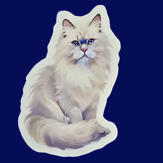 Cat-shaped object on a blue textured background