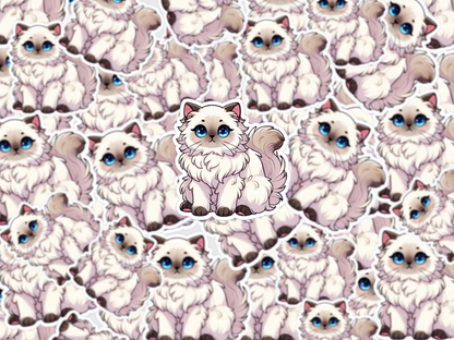 Himalayan Cat Sticker, Cute Fluffy Cat Decal, Kawaii Animal Sticker, Laptop & Water Bottle Sticker