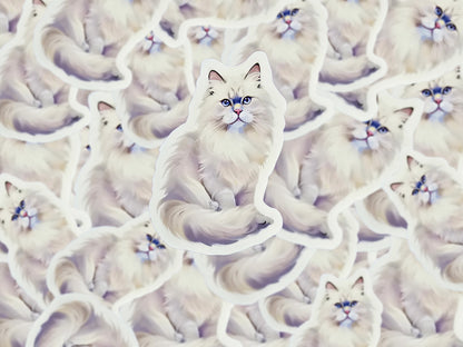 Himalayan Cat Sticker, Fluffy Cat Vinyl Decal, Water-resistant Cat Lover Gift, Laptop Water Bottle Decor, Pet Breed Art Sticker