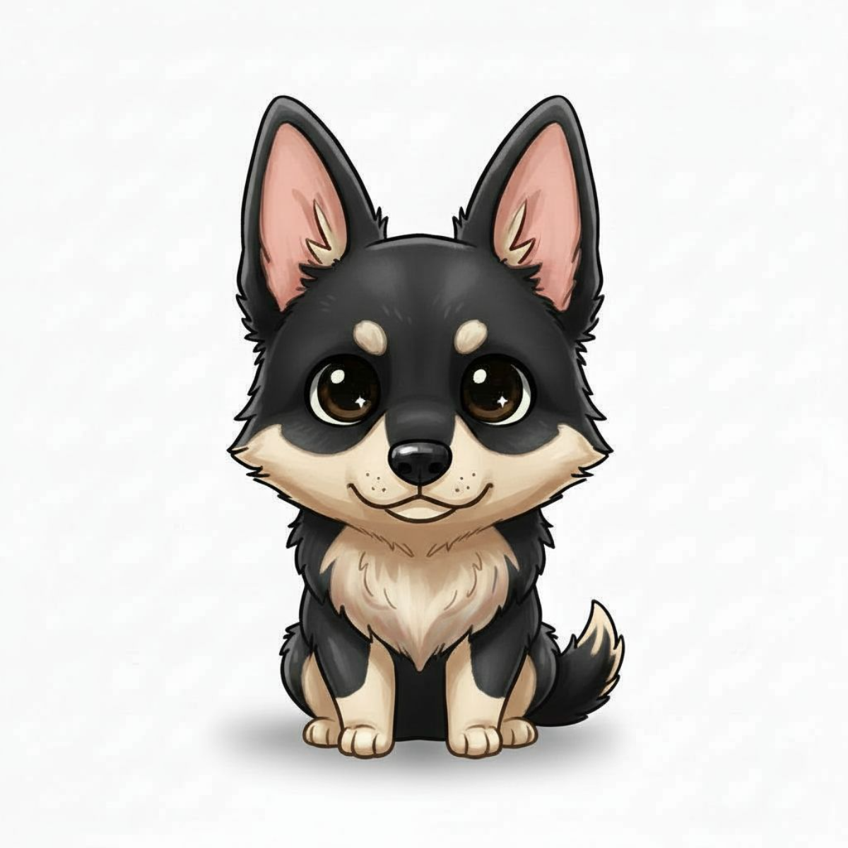 German Shepherd Kawaii Vinyl Sticker – Cute Dog Lover Gift | 3” Water-Resistant Vinyl | Multiple Coat Colors - Designs by Mysh