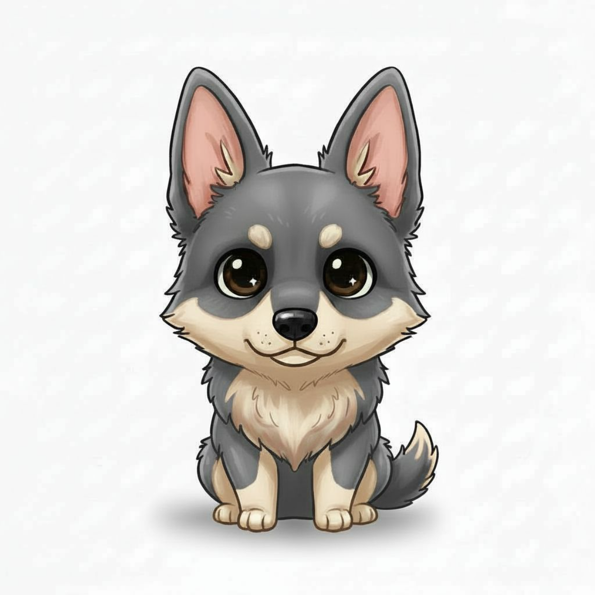 German Shepherd Kawaii Vinyl Sticker – Cute Dog Lover Gift | 3” Water-Resistant Vinyl | Multiple Coat Colors - Designs by Mysh