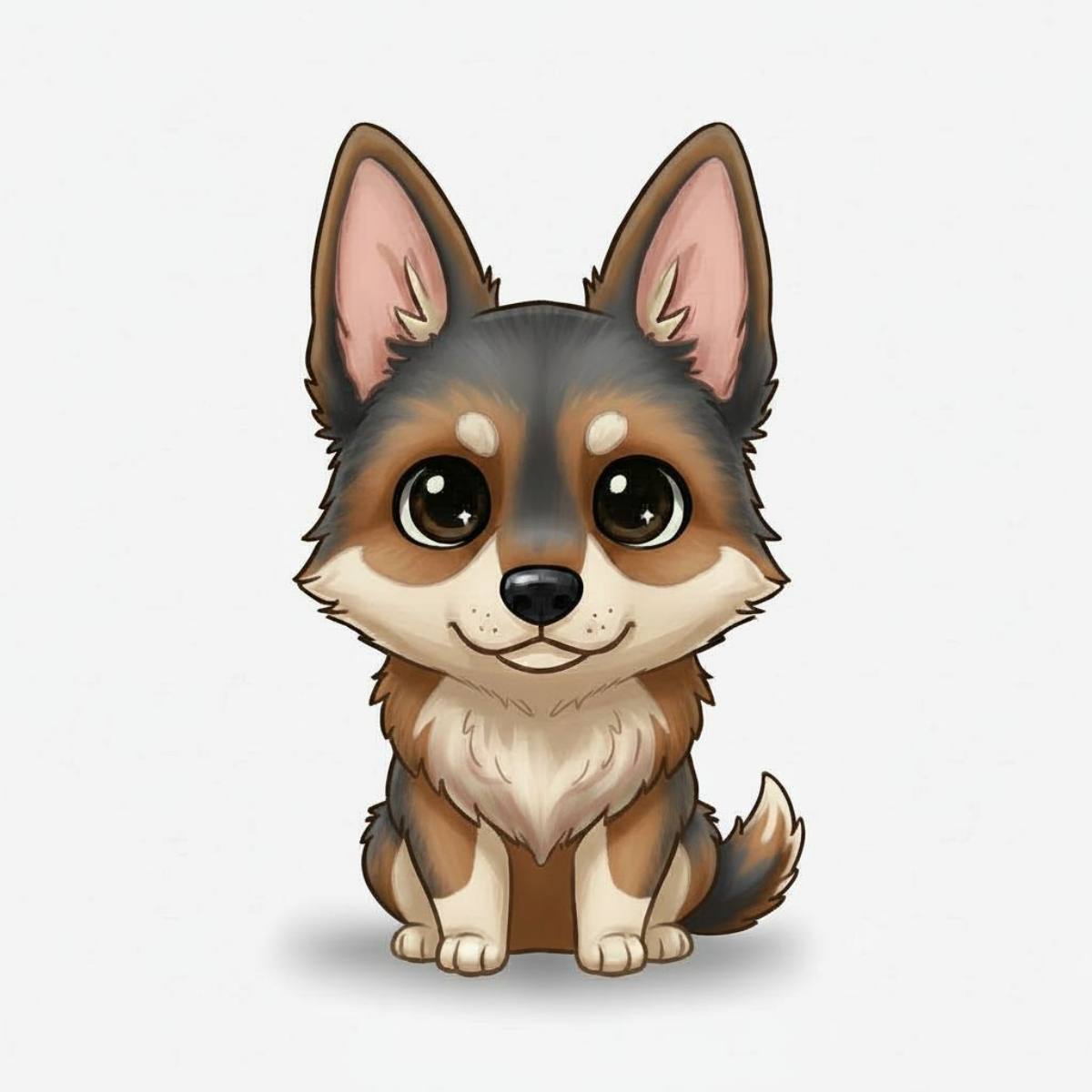 German Shepherd Kawaii Vinyl Sticker – Cute Dog Lover Gift | 3” Water-Resistant Vinyl | Multiple Coat Colors - Designs by Mysh