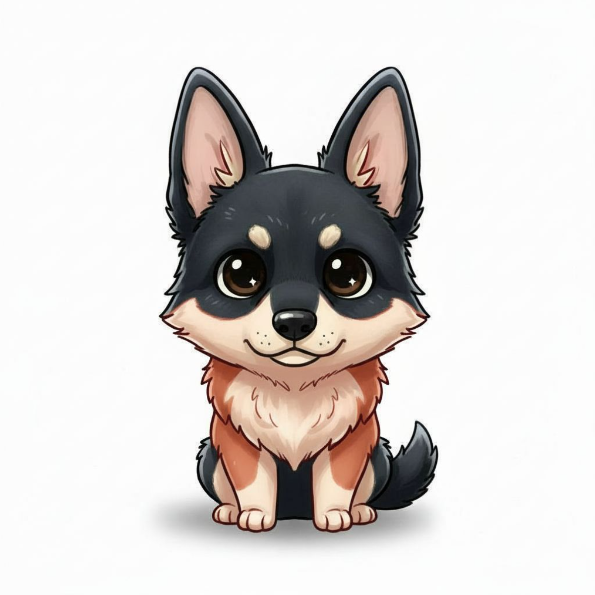 German Shepherd Kawaii Vinyl Sticker – Cute Dog Lover Gift | 3” Water-Resistant Vinyl | Multiple Coat Colors - Designs by Mysh