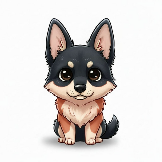 German Shepherd Kawaii Vinyl Sticker – Cute Dog Lover Gift | 3” Water-Resistant Vinyl | Multiple Coat Colors - Designs by Mysh