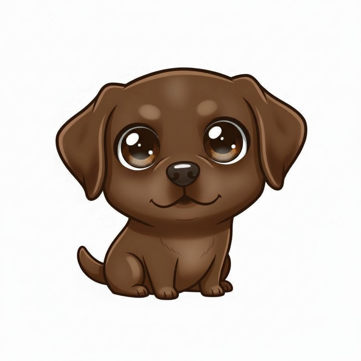 Chocolate Kawaii Labrador Retriever sticker with chibi expression and matte finish
