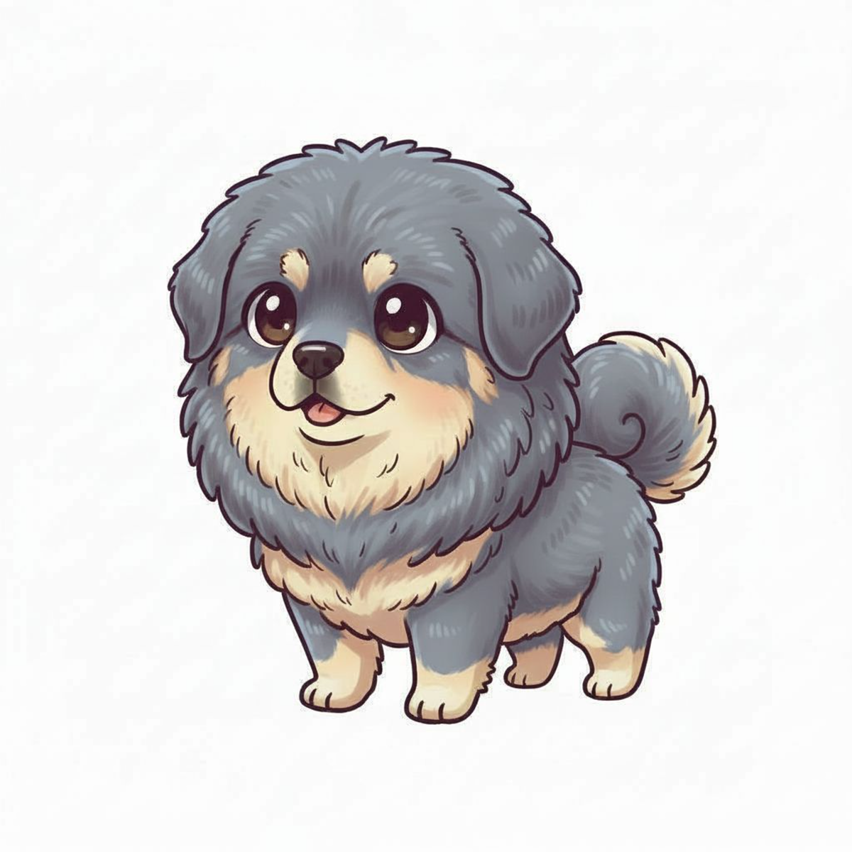 Tibetan Mastiff Kawaii Stickers – Cute Dog Vinyl Stickers for Water Bottles & Journals - Designs by Mysh