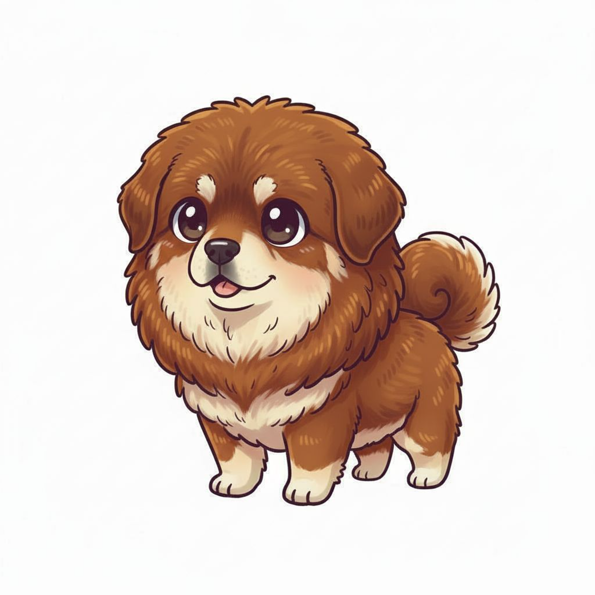 Tibetan Mastiff Kawaii Stickers – Cute Dog Vinyl Stickers for Water Bottles & Journals - Designs by Mysh