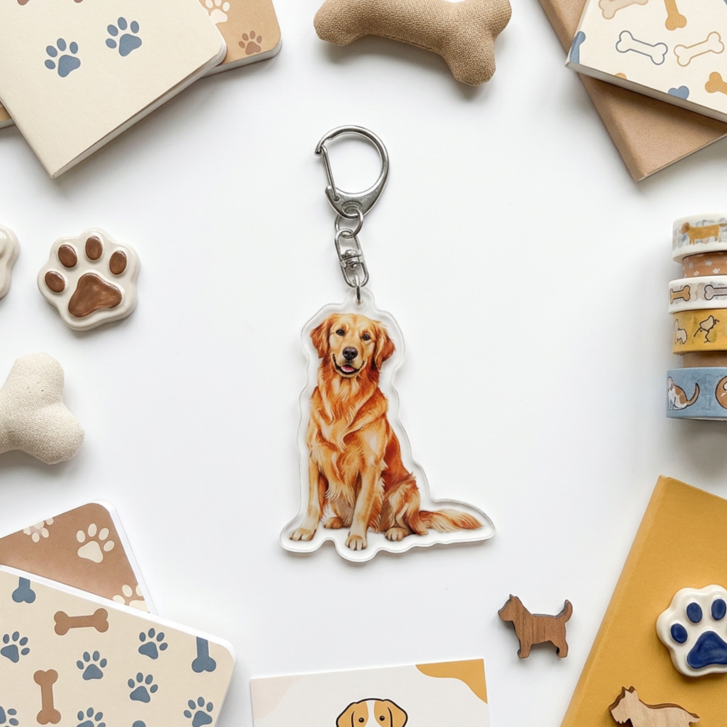 Golden Retriever Watercolor Acrylic Keychain – Designs by Mysh