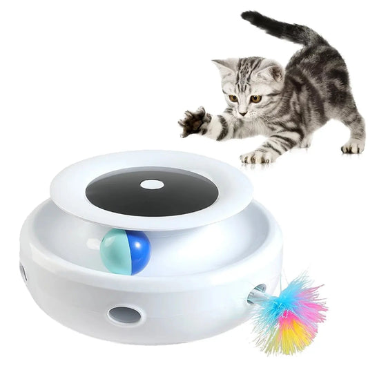 Cat Toys 2-In-1 Interactive Cat Toys for Indoor Cats, Cat Balls, Cat Mice Toy, Cat Entertainment Toys, Electric Cat Toy for Cats/Kittens, Dual Power Supplies, White - Designs by Mysh