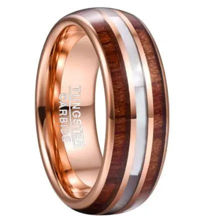 Koa Wood and Pearl Tungsten Ring Designs by Mysh