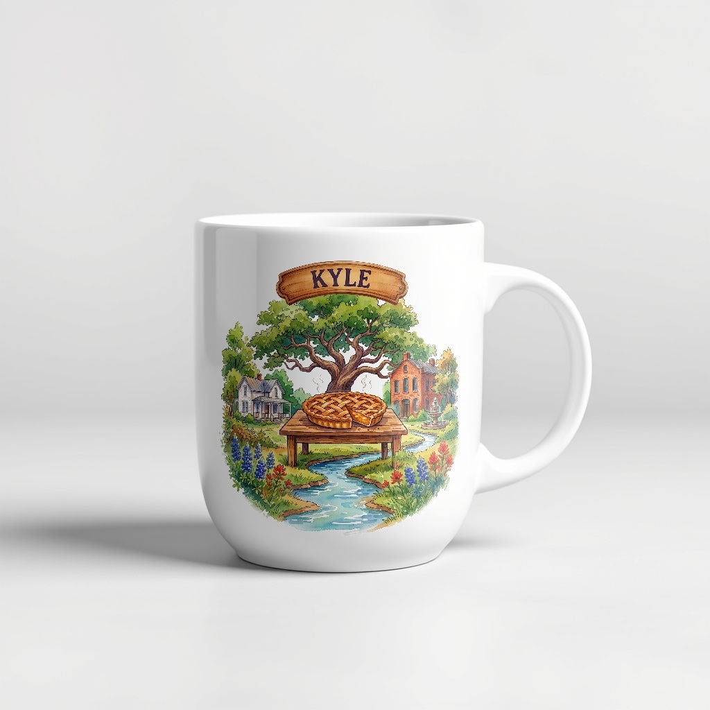 Kyle Texas watercolor 15oz ceramic mug - Designs by Mysh