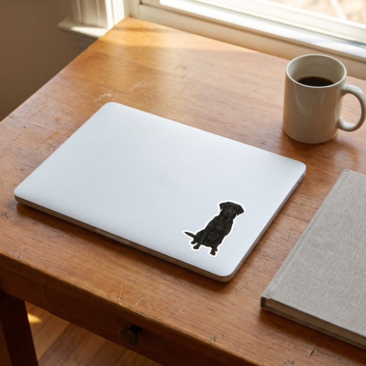 Labrador Black Sticker on a laptop - Designs by Mysh
