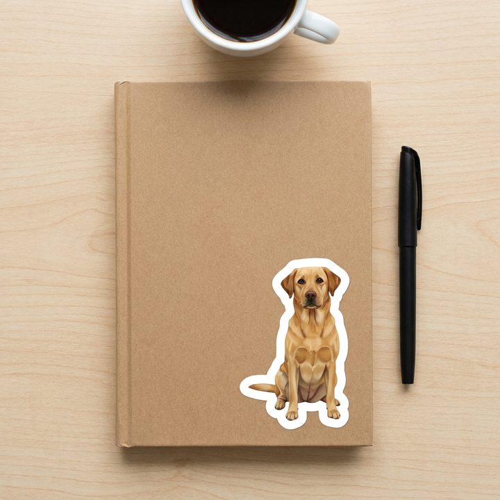 Yellow Labrador Retriever watercolor vinyl sticker on a kraft journal cover – Designs by Mysh