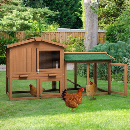 Large Chicken Coop, 58‘’ Wooden Hen House Outdoor Backyard Garden Bunny Rabbit Hutch with Ventilation Door, Removable Tray & Ramp Chicken Coop (58 Inches) - Designs by Mysh