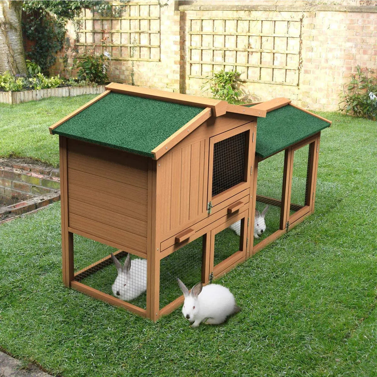 Large Chicken Coop, 58‘’ Wooden Hen House Outdoor Backyard Garden Bunny Rabbit Hutch with Ventilation Door, Removable Tray & Ramp Chicken Coop (58 Inches) - Designs by Mysh