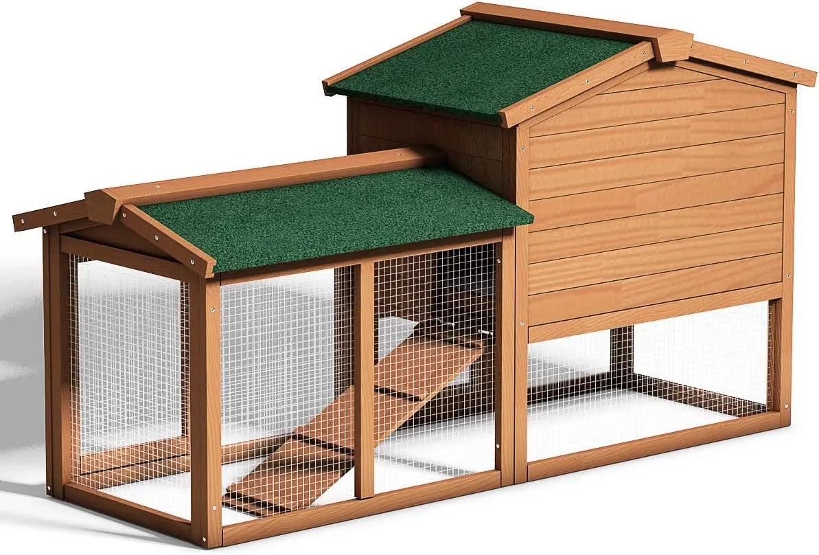 Large Chicken Coop, 58‘’ Wooden Hen House Outdoor Backyard Garden Bunny Rabbit Hutch with Ventilation Door, Removable Tray & Ramp Chicken Coop (58 Inches) - Designs by Mysh