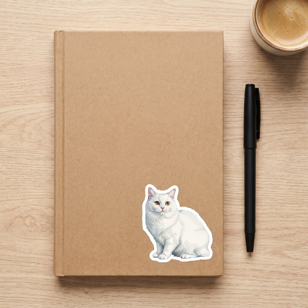 Manx White Sticker on a journal - Designs by Mysh