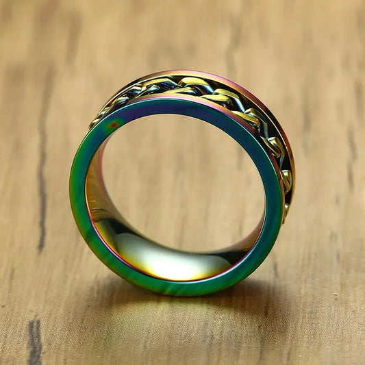 Multicolored Stainless Steel Spinner Ring Designs by Mysh