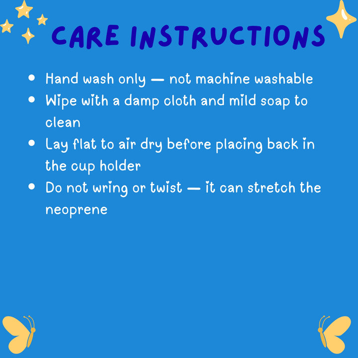 Neoprene Car Coaster Care Instructions - Designs by Mysh