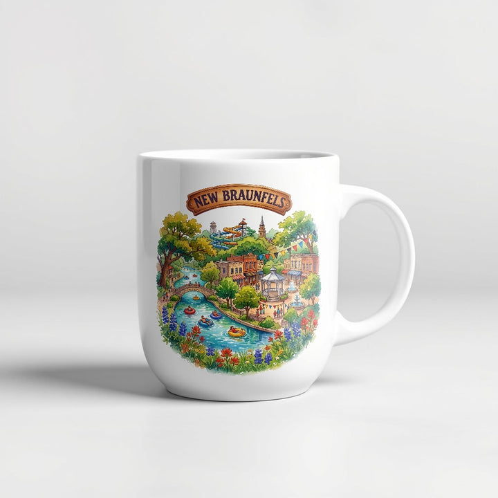 New Braunfels Texas watercolor 15oz ceramic mug - Designs by Mysh
