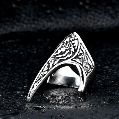 Nordic Amulet Jewelry Titanium Steel Carved Ring Raven Ring - Designs by Mysh