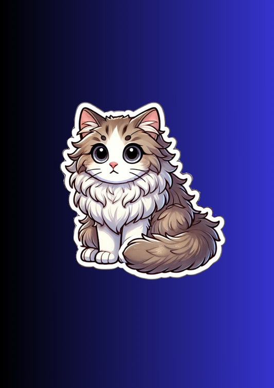 Norwegian Forest Cat Magnet – 3" Die-Cut Fluffy Cat Magnet – Kawaii Norwegian Forest Fridge Magnet – Nordic Cat Gift for Cat Lovers