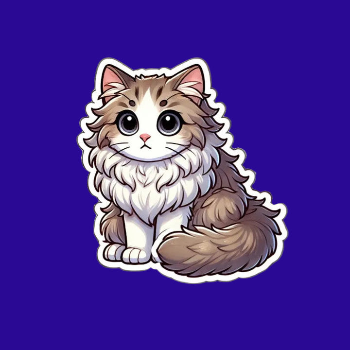 Norwegian Forest Cat Magnet – 3" Die-Cut Fluffy Cat Magnet – Kawaii Norwegian Forest Fridge Magnet – Nordic Cat Gift for Cat Lovers - Designs by Mysh