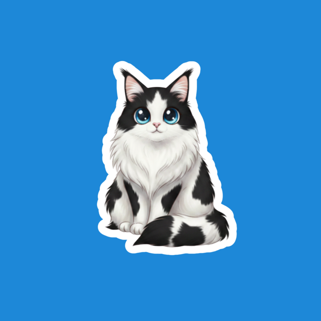 Norwegian Forest Black and White Kawaii