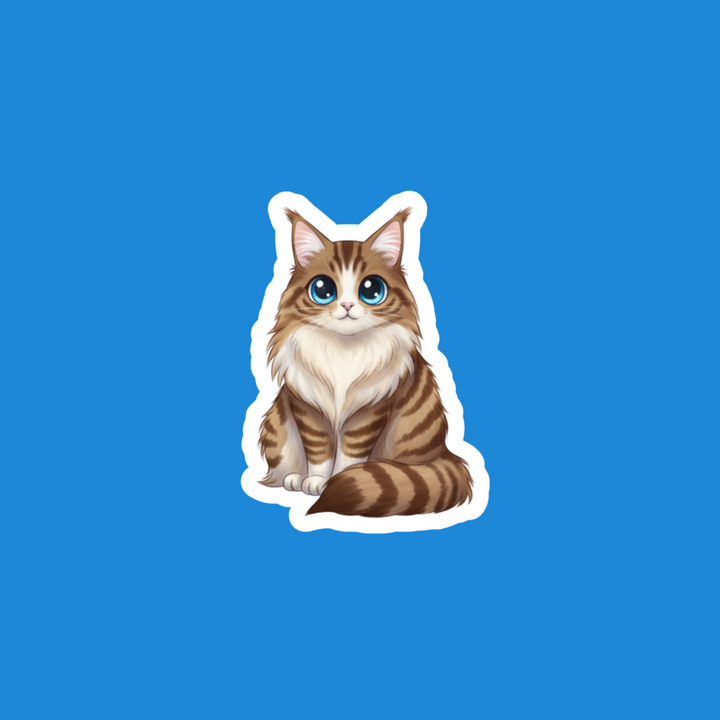 Norwegian Forest Brown and White Tabby Kawaii