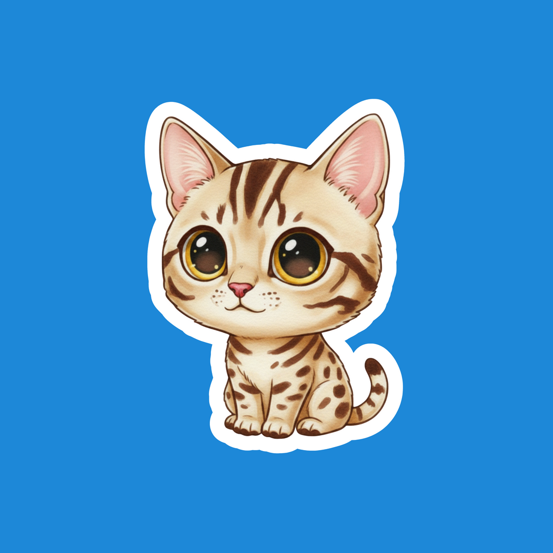 Ocicat Chocolate Spotted Kawaii Artwork – Designs by Mysh