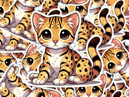 Ocicat Cat Sticker, Spotted Cat Vinyl Decal, Cute Cartoon Cat Sticker, Waterproof Feline Sticker, Gift for Cat Lovers, Planner Decor