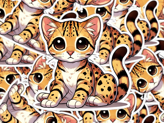 Ocicat Cat Sticker, Spotted Cat Vinyl Decal, Cute Cartoon Cat Sticker, Waterproof Feline Sticker, Gift for Cat Lovers, Planner Decor