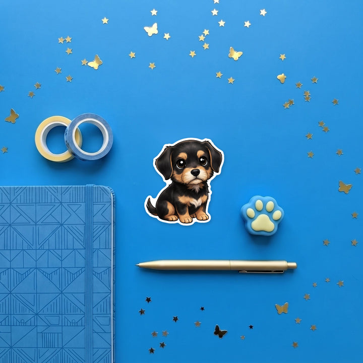 Otterhound Black and Tan magnet flat lay with stationery