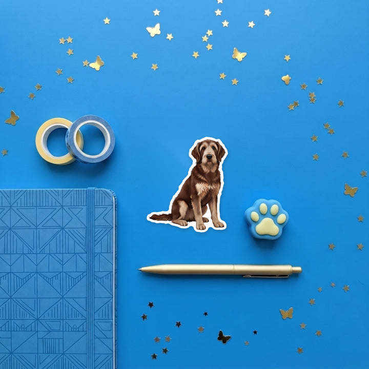 Otterhound Liver and Tan magnet flat lay with stationery