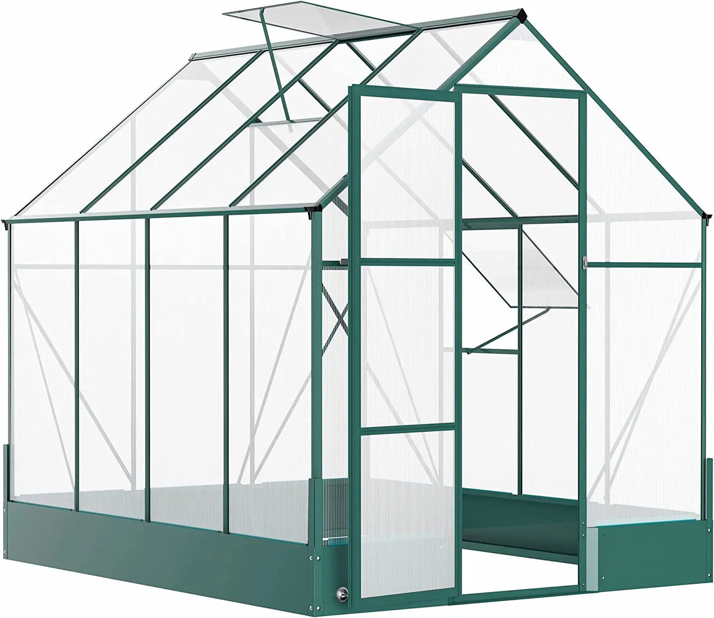 6' X 8' X 7' Walk-In Plant Polycarbonate Greenhouse with Temperature Controlled Window Hobby Greenhouse for Backyard/Outdoor - Designs by Mysh