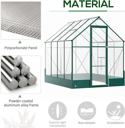 6' X 8' X 7' Walk-In Plant Polycarbonate Greenhouse with Temperature Controlled Window Hobby Greenhouse for Backyard/Outdoor - Designs by Mysh