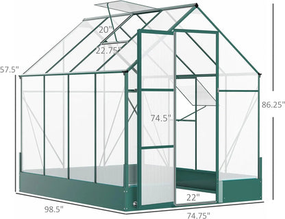 6' X 8' X 7' Walk-In Plant Polycarbonate Greenhouse with Temperature Controlled Window Hobby Greenhouse for Backyard/Outdoor - Designs by Mysh